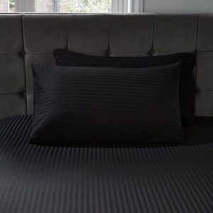 jet black pillowcase and fitted sheet