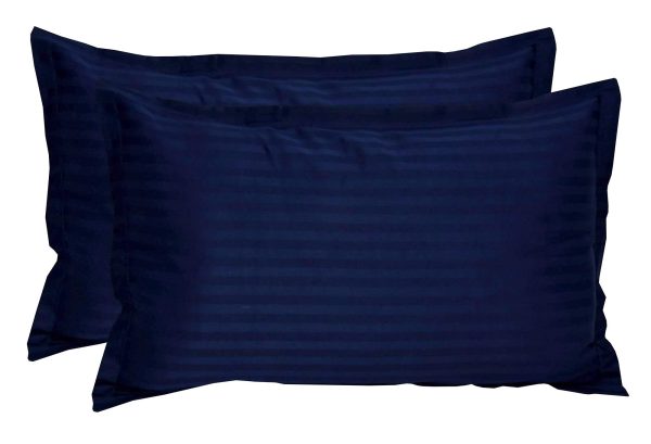 a pair of navy blue pillowcases