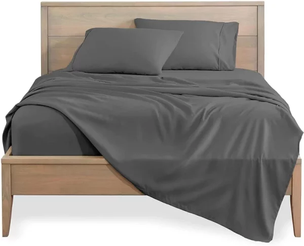 solid charcoal grey bedsheet and pillow covers