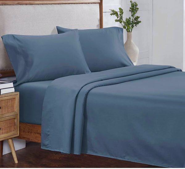 solid ocean blue bedsheets and pillows