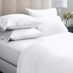 solid white bedsheet and pillow covers